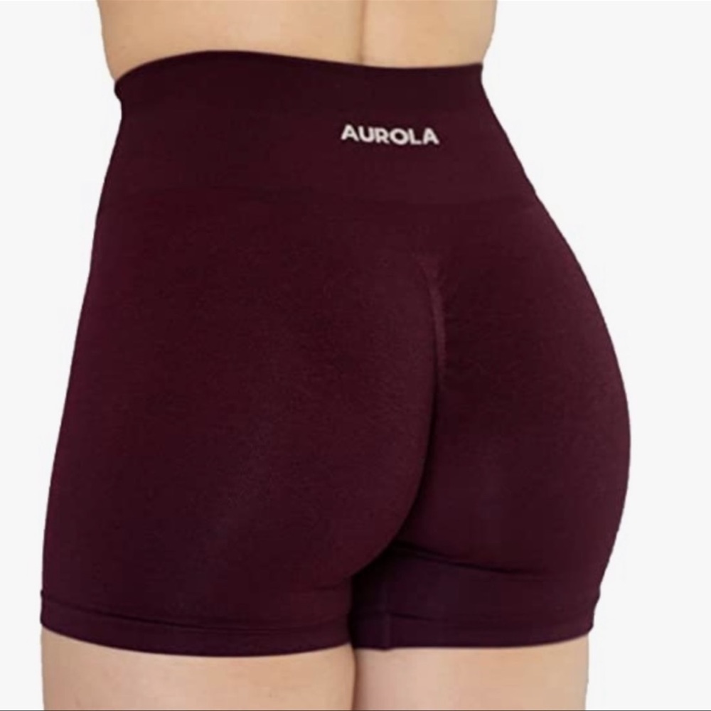 Aurola Burgundy Workout Biker Shorts.